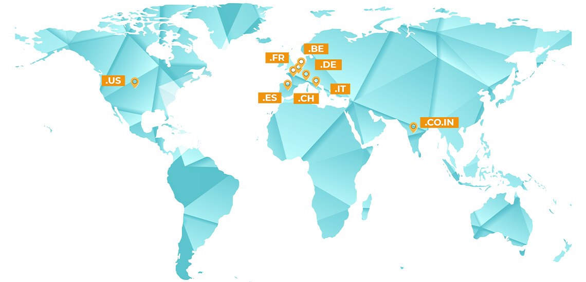 Nos agences : Allemagne, Belgique, Espagne, France, Italie, Inde, Etats-unis, Suisse.