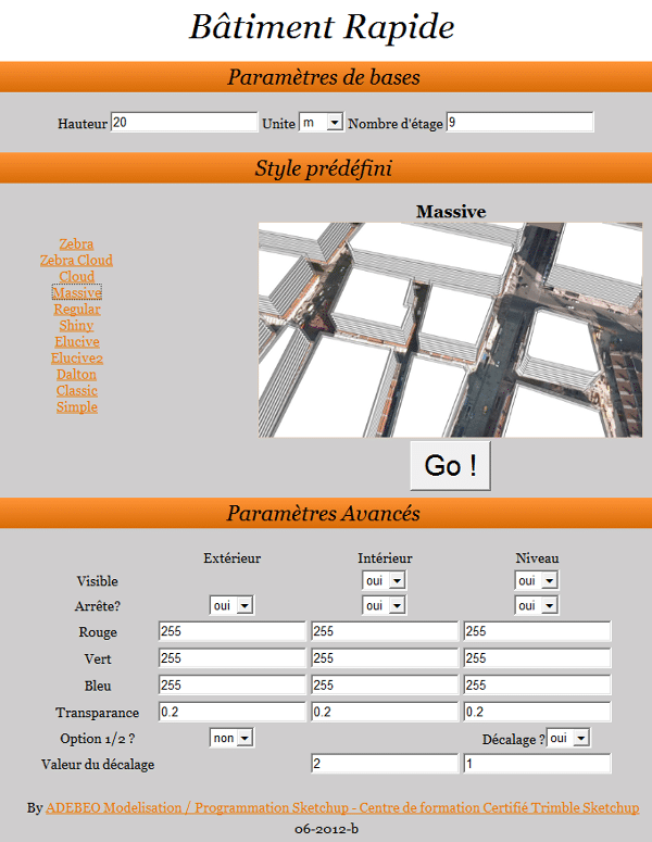 fenêtre configuration quickbuilding