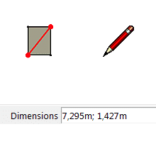 ligne, rectangle, saisie des dimensions