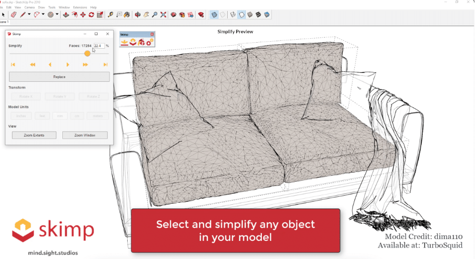 Améliorez les performances de SketchUp à l'aide de l'extension Skimp : compressez et simplifiez les textures et modèles en trois dimensions