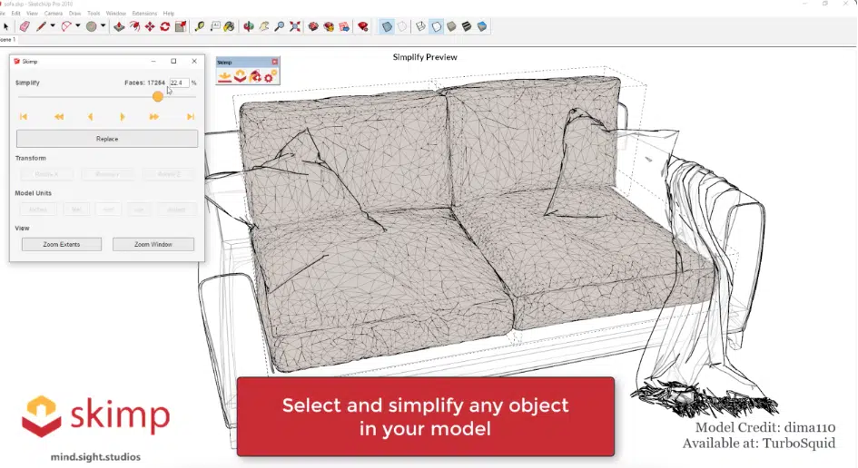 Améliorez les performances de SketchUp à l'aide de l'extension Skimp : compressez et simplifiez les textures et modèles en trois dimensions