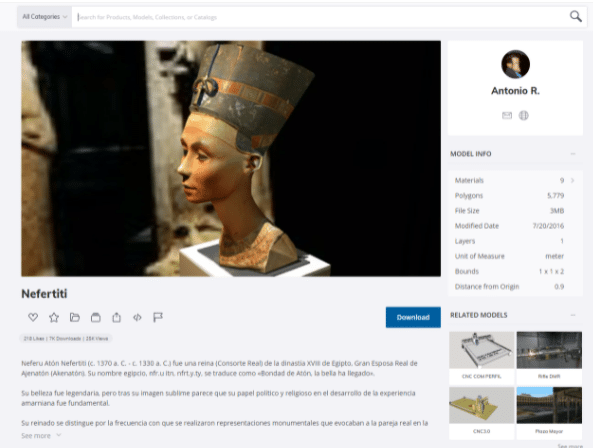 Détail Néfertiti 3D Warehouse SketchUp Pro