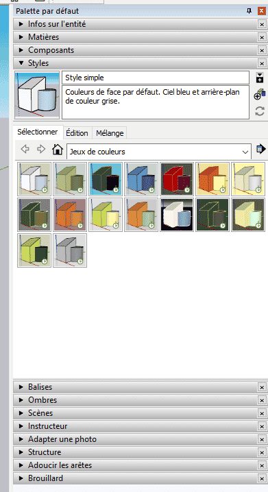 Palette styles SketchUp
