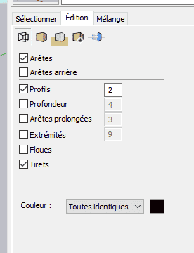Position édition dans la palette styles SketchUp