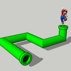 Modélisation 3D d'un tube coudé dans SketchUp. Icon 3D du personnage de jeux vidéos Mario.