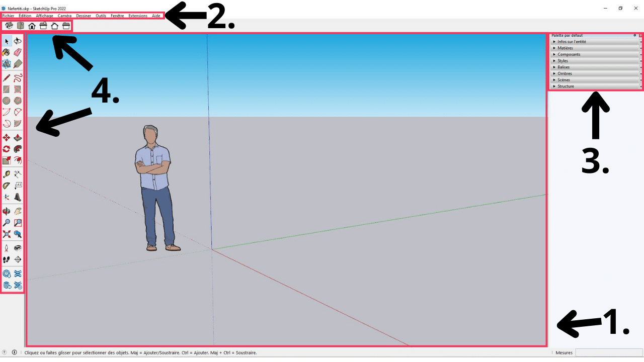 Disposition des outils dans SketchUp