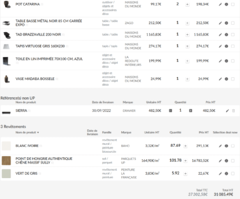 Vous pouvez créer de listes de shopping pour obtenir un budget estimatif de vos projets avec Up pour SketchUp