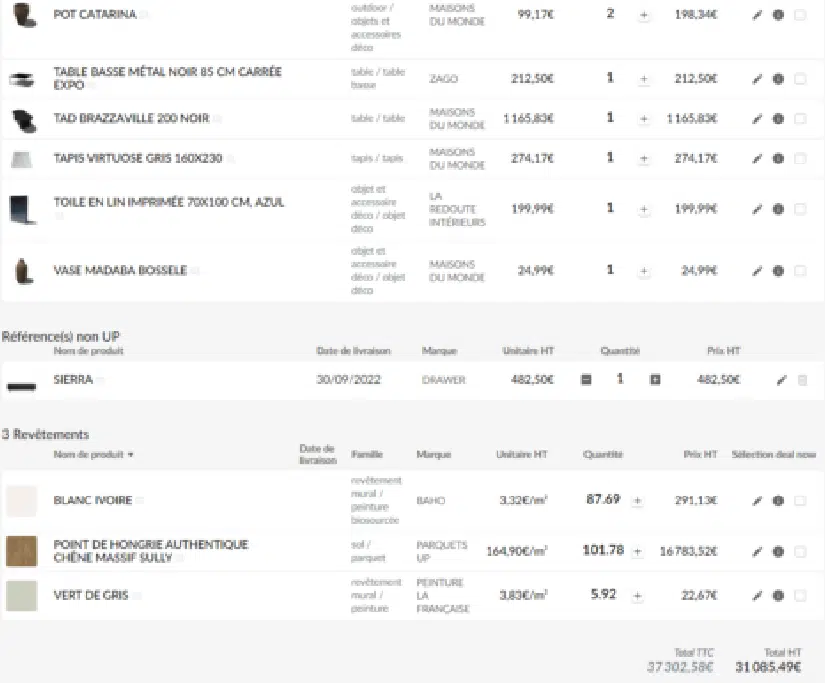 Vous pouvez créer de listes de shopping pour obtenir un budget estimatif de vos projets avec Up pour SketchUp