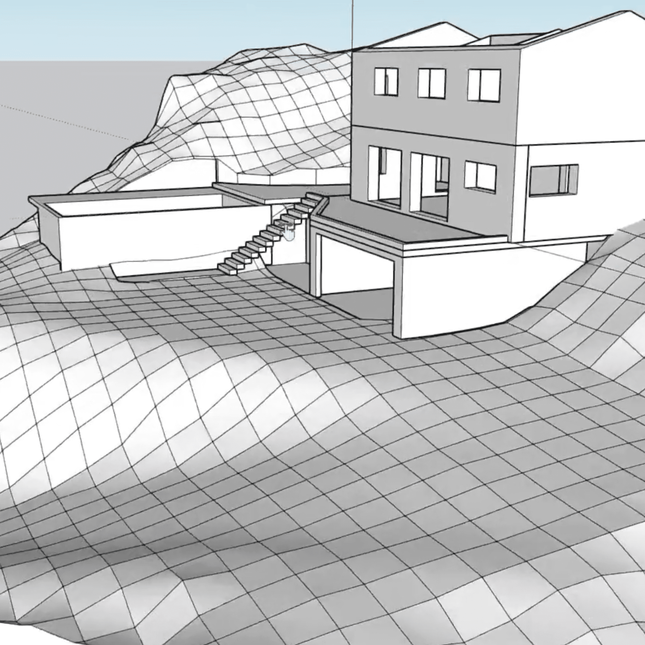 Piscine intégrée dans un terrain SketchUp